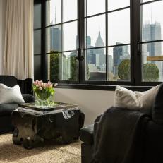 Two Black Armchairs and New York City View
