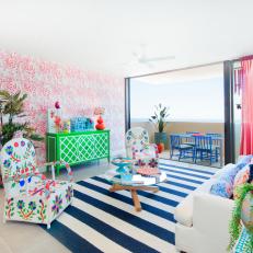 Bright & Colorful Living Area With Tropical Flair