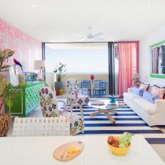 Eclectic Living Room Boasts Bright Colors