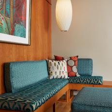 Midcentury Modern Lounge With Cushioned Bench