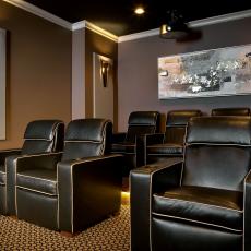 Home Theater Features Plush, Leather Armchairs