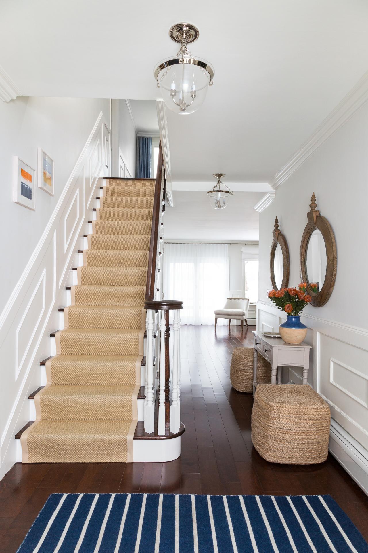 Colonial Foyer and Stairs With Sisal Runner HGTV