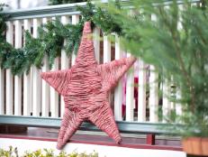 This inexpensive holiday star made from paint sticks and jute adds rustic charm to any holiday decor.