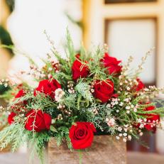 Red Roses and Wax Flower