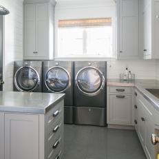 Transitional Laundry Room Showcases Shades of Gray