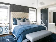 Dark Accent Wall Adds Graphic Punch to Chic Bedroom
