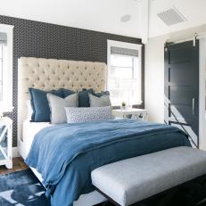 Dark Accent Wall Adds Graphic Punch to Chic Bedroom