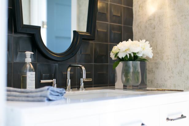 Textured Tile Bathroom Backsplash | HGTV