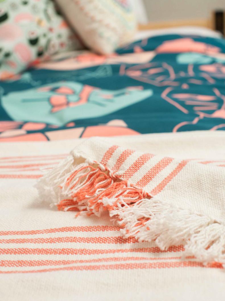 Coral Striped Throw