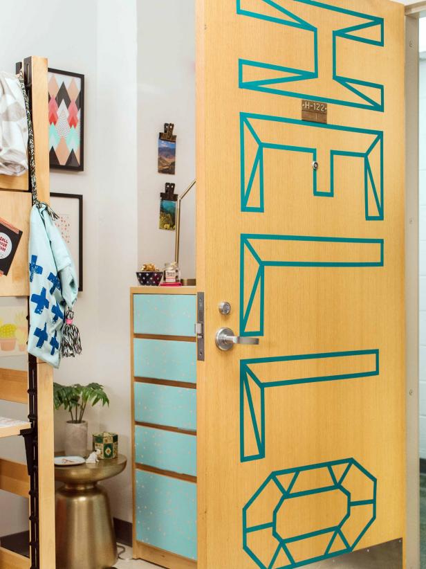 Turquoise Washi Tape Door Decor 