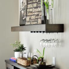Chic Wine Glass Storage in Dining Room