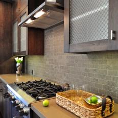 Contemporary Kitchen Features Bluestone Tile Backsplash