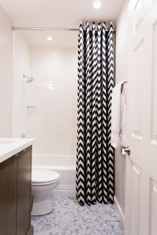 Black And White Chevron Shower Curtain, Small Shower Curtain