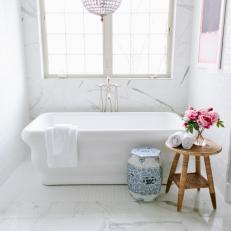 White Master Bath with Stand-Alone Tub