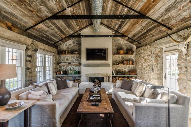 Cottage Style Great Room With Matching Linen Sofas Hgtv