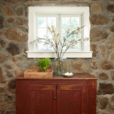 Antique Wooden Cupboard in Stone Cottage