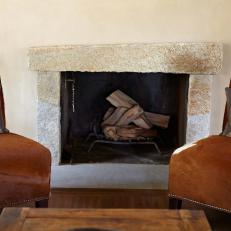 Asymmetrical Fireplace Surround Made of Stone Slabs