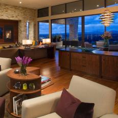 Contemporary Great Room is Warm, Open
