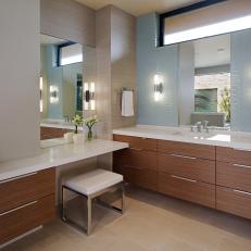 Contemporary Master Bathroom With Floating Vanities