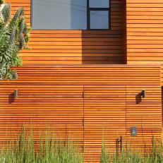 Exterior Facade of Wood House With Tall Grass