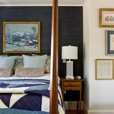 Master Bedroom in Blue and Beige With Contemporary Country Flair