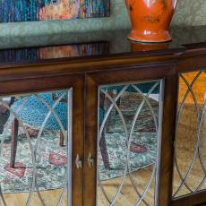 Dining Room Credenza Reflects Creative Color Choices