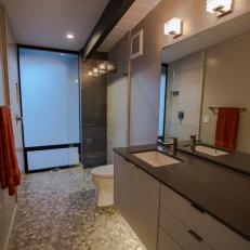 Neutral Asian Bathroom With Stone Floor