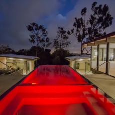 Red Modern Pool in Courtyard