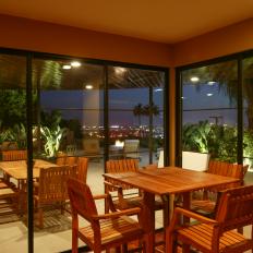 Modern Indoor and Outdoor Dining Spaces With City View