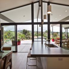 Indoor and Outdoor Kitchen Island With a View