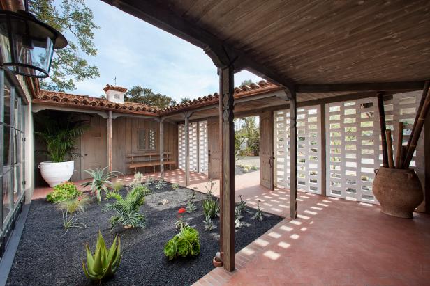 Peaceful Southwestern Patio With Wrap Around Canopy Hgtv