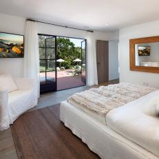 Peaceful Contemporary Master Bedroom Leads to Patio 