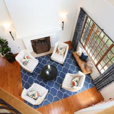 Overhead View of Sitting Room and Blue Rug