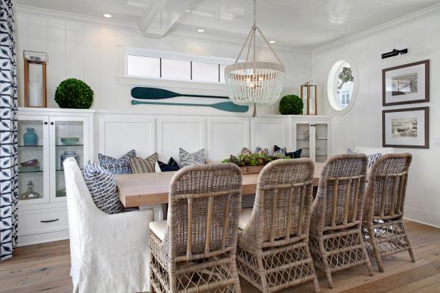 Coastal Dining Room With Oars