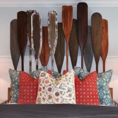 Oar Headboard and Colorful Accent Pillows