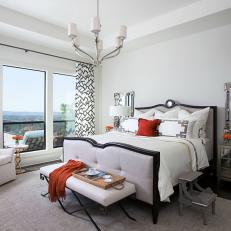 Elegant New Traditional Style Off White Master Bedroom With Stunning Views