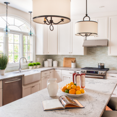 Transitional, White Kitchen is Family-Friendly 