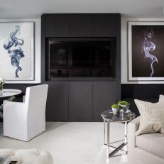 Black and White Modern Artwork in Black and White Living Room
