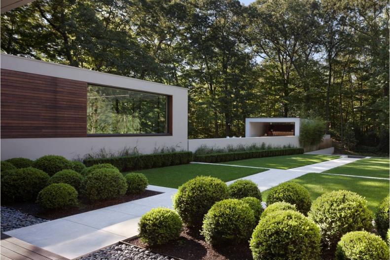 Modern Lawn With Topiaries 
