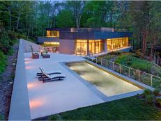 Modern Gray Home With Contemporary Pool