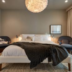 Gray Contemporary Bedroom With Armchairs