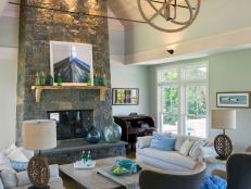 Cape Cod Great Room With Stone Fireplace