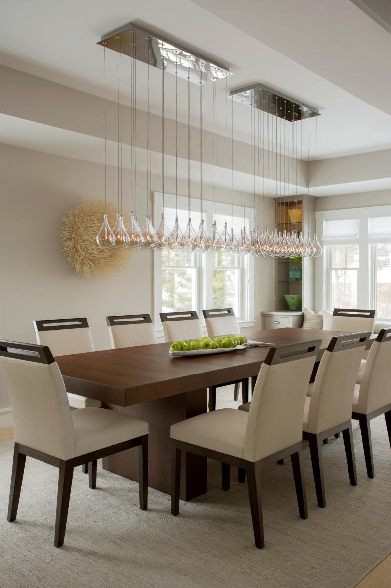 Dining Room with Glass Chandelier