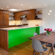 Green Paint Adds Bold Twist to Sleek, Modern Kitchen Renovation 