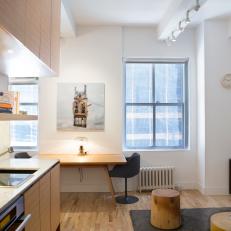 Studio Apartment Living Area Minimizes Clutter, Maximizes Space