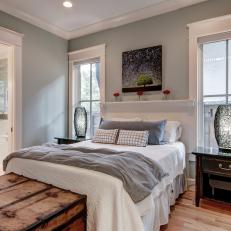 Gray Transitional Bedroom With Trunk