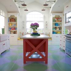 Multicolored Cottage Kitchen With Argyle Floor