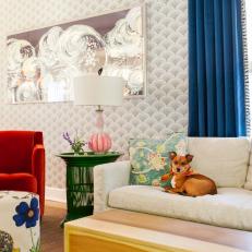 Eclectic Living Room Boasts Vibrant Splashes of Color