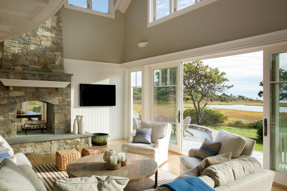 Coastal Living Room With View