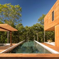 Modern Wood Pergola and Swimming Pool